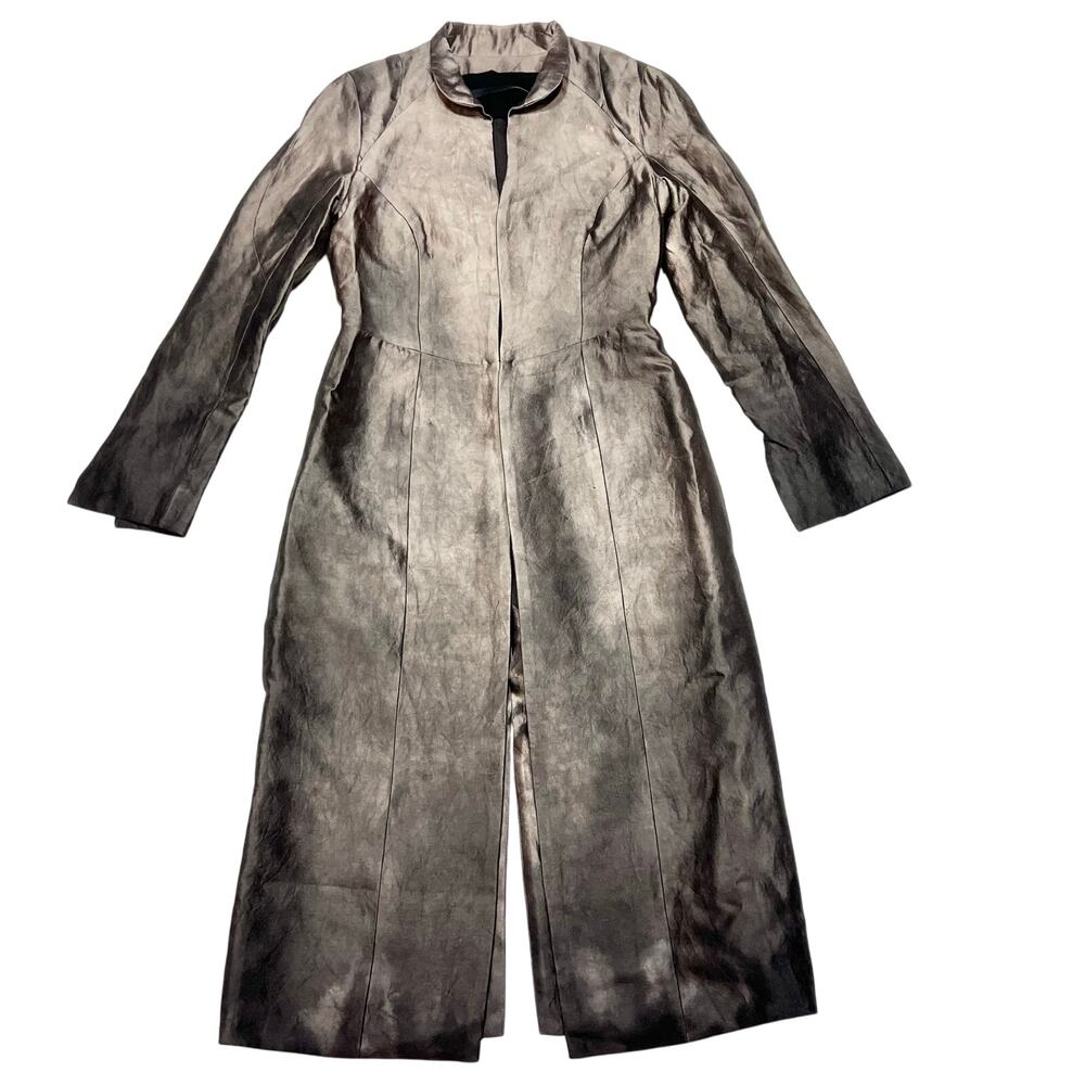 Juan Carlos Obando Hand Dyed Bronze Evening Coat Women 12 Wool Silk Trench